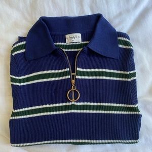 striped collared long sleeve with zipper🤩